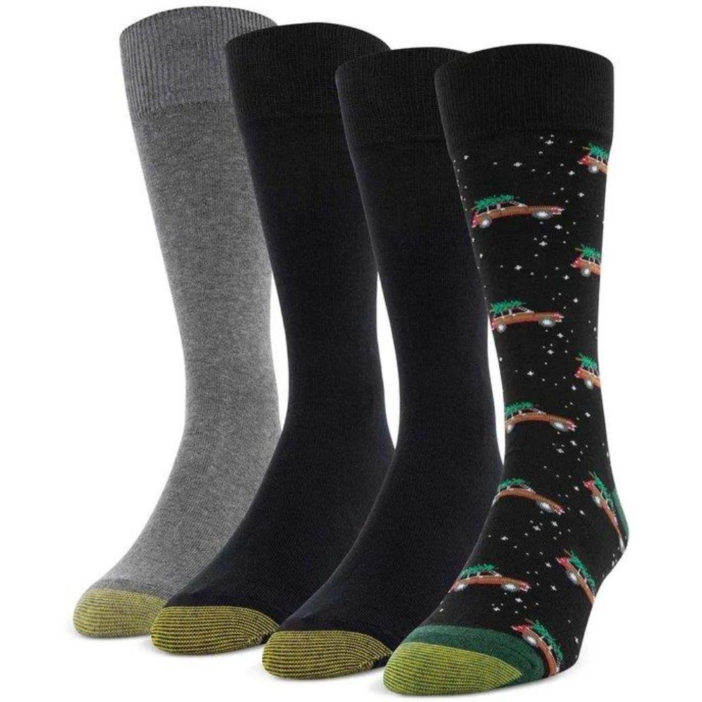 NWT GOLD TOE WAGONEER CHRISTMAS -4 PACK- HOLIDAY CREW SOCKS